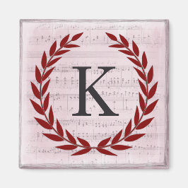 Imán Laurel Wreath Sheet Music Monograma inicial K