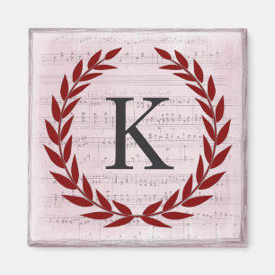 Imán Laurel Wreath Sheet Music Monograma inicial K