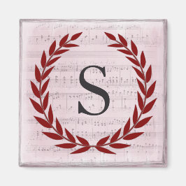 Imán Laurel Wreath Sheet Music Monograma Inicial S