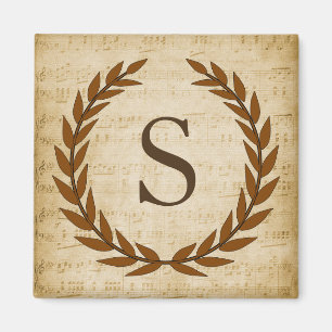 Imán Laurel Wreath Sheet Music Monograma Inicial S