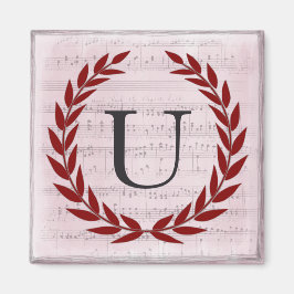 Imán Laurel Wreath Sheet Music Monograma inicial U