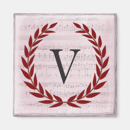 Imán Laurel Wreath Sheet Music Monograma Inicial V