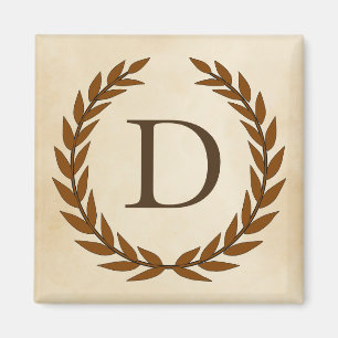 Imán Laurel Wreath sobre el Monograma Inicial D
