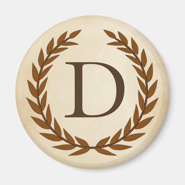 Imán Laurel Wreath sobre el Monograma Inicial D (Frente)