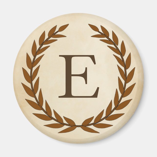 Imán Laurel Wreath sobre el Monograma Inicial E (Frente)