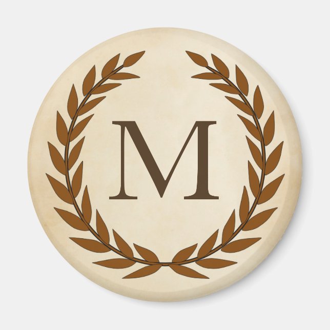 Imán Laurel Wreath sobre el monograma inicial M (Frente)