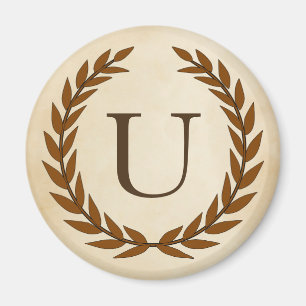 Imán Laurel Wreath sobre el Monograma Inicial U