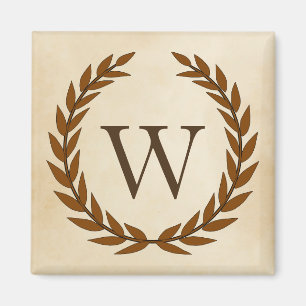 Imán Laurel Wreath sobre el monograma inicial W