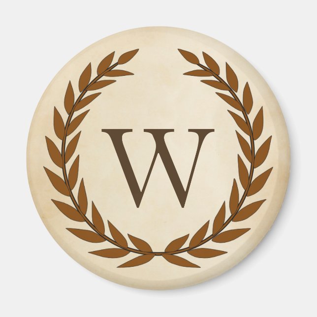 Imán Laurel Wreath sobre el monograma inicial W (Frente)