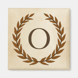 Imán Laurel Wreath sobre el pergamino Monograma inicial