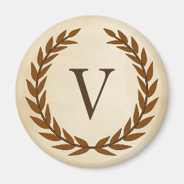 Imán Laurel Wreath sobre el pergamino Monograma inicial