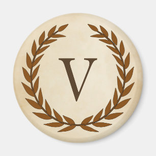 Imán Laurel Wreath sobre el pergamino Monograma inicial