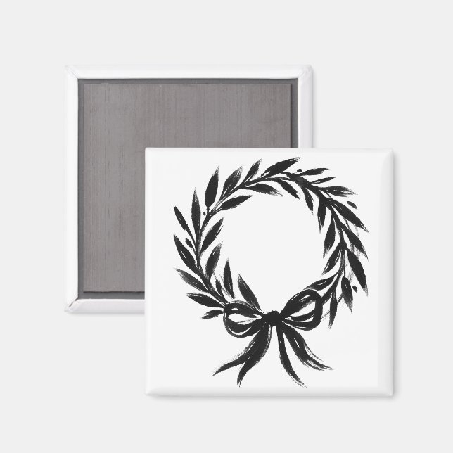 Imán Laurel Wreath with Bow – Botanical Emblem on  (Anverso/Reverso)