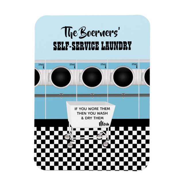 Imán Lavandería De Autoservicio Retro Que Hacen El Trab (Vertical)