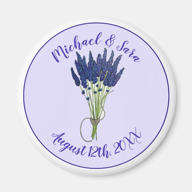 Imán Lavandula Lavender Floral Purple Wedding Favor (Frente)