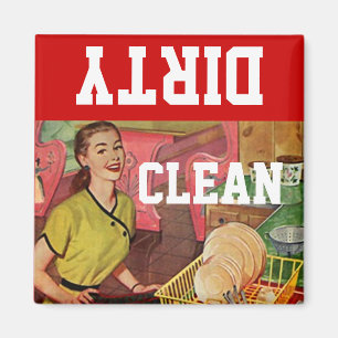 Imán Lavaplatos feliz retro del casero del vintage del