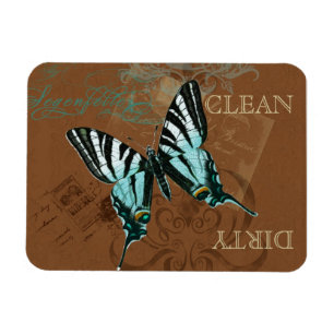Imán Lavaplatos sucio limpio del vintage botánico de l