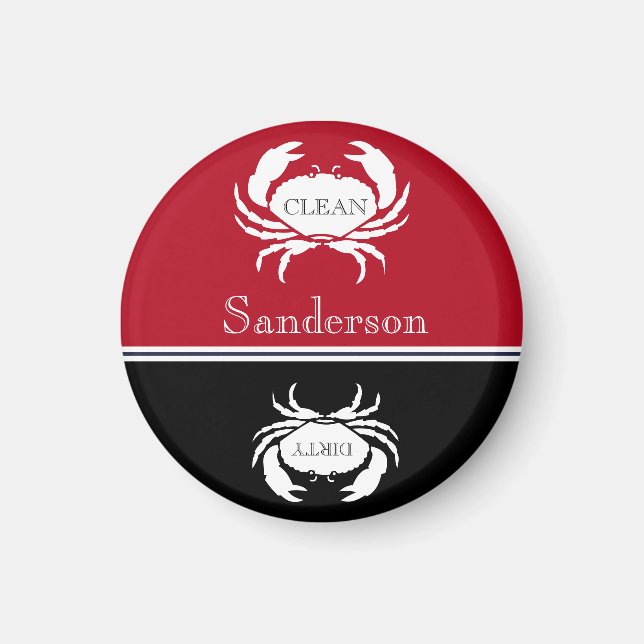 Imán Lavavajillas blanco negro rojo náutico limpias mam (Frente)