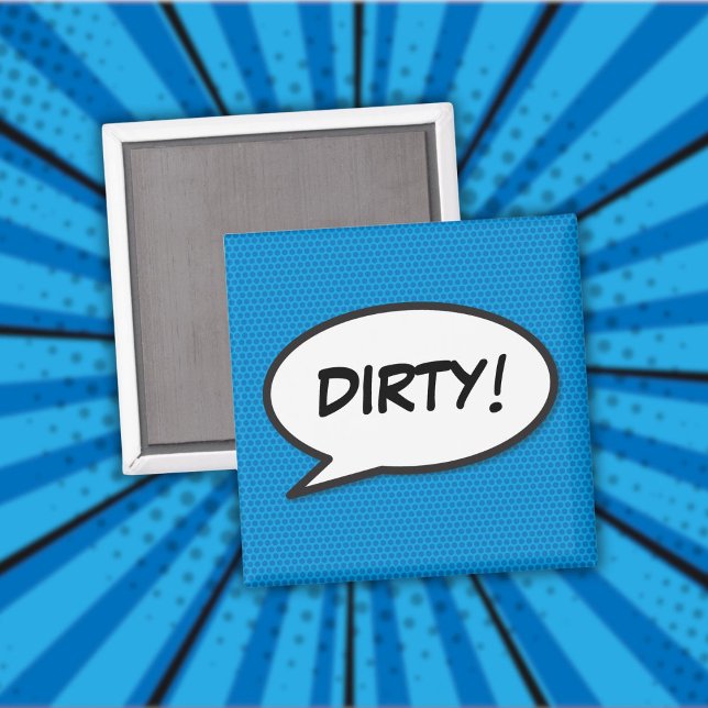 Imán Lavavajillas Diversión Sucia Retro Cómic Arte Pop (Dishwasher Dirty Fun Retro Comic Book Pop Art Magnet)