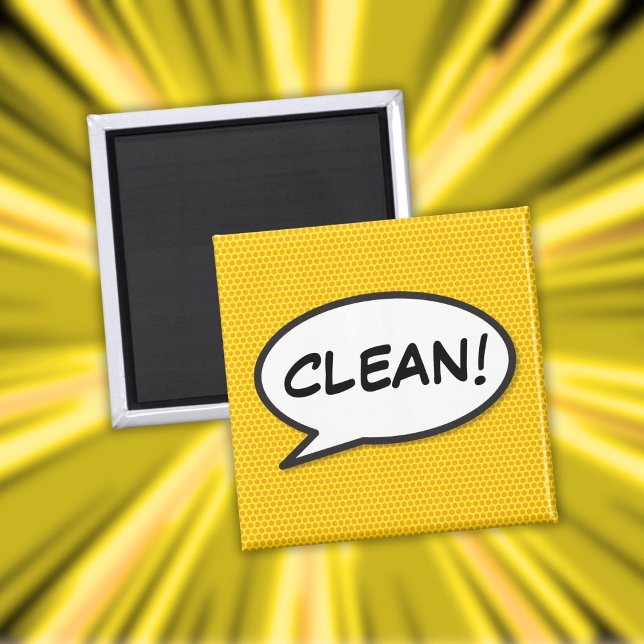 Imán Lavavajillas Limpio Divertido Retro Cómic Arte Pop (Dishwasher Clean Fun Retro Comic Book Pop Art Magnet)