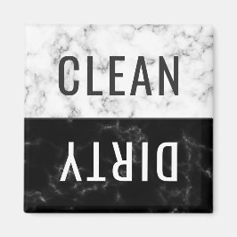 Imán Lavavajillas limpios Mármol blanco negro