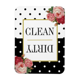 Imán Lavavajillas sucias y florales de puntos blancos n