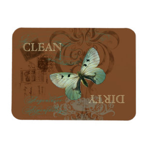 Imán Lavavajillas sucias y limpias de mariposa botánica