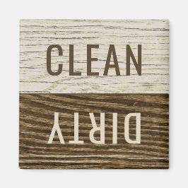 Imán Lavavajillas sucios limpios Rústico de madera temp