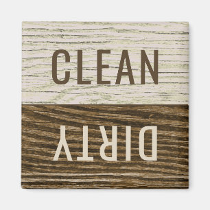 Imán Lavavajillas sucios limpios Rústico de madera temp