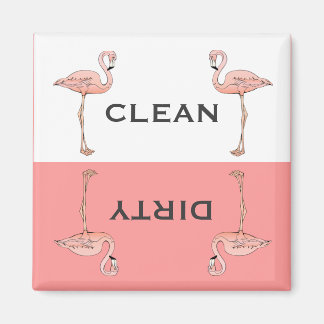 Imán Lavavajillas sucios y limpios de flamencos rosados