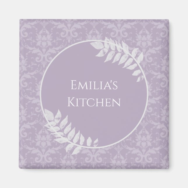 Imán Lavender Elegant Damask (Frente)