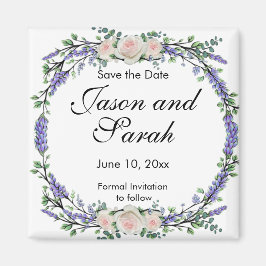 Imán Lavender eucalipto rosas blancas rosadas