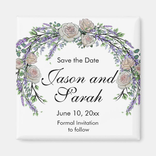 Imán Lavender eucalyptus white pink roses magnet (Frente)