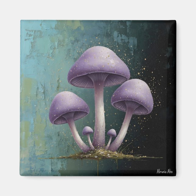 Imán Lavender Fungus - Vintage Botanical Art Magnet (Frente)