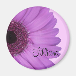 Imán Lavender Gerbera Daisy Round Magnet