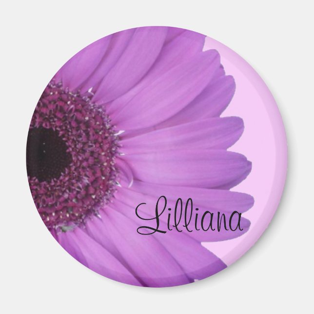 Imán Lavender Gerbera Daisy Round Magnet (Frente)