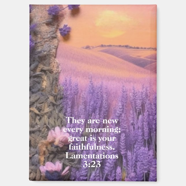 Imán Lavender Magnet Lamentations 3:23 (Anverso)