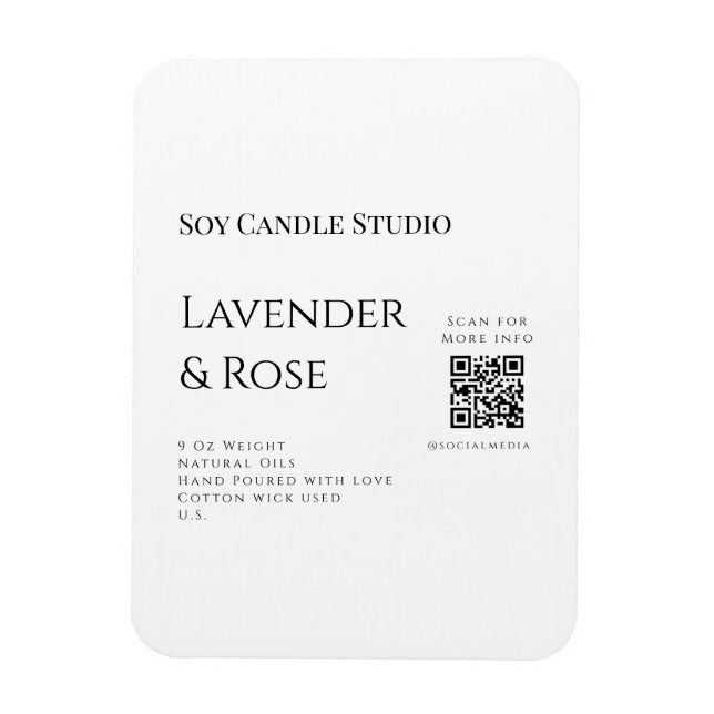 Imán Lavender rosa soja negocios de velas añadir código (Vertical)