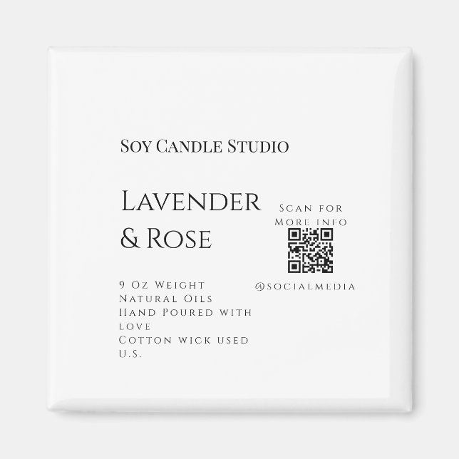 Imán Lavender rosa soja negocios de velas añadir código (Frente)