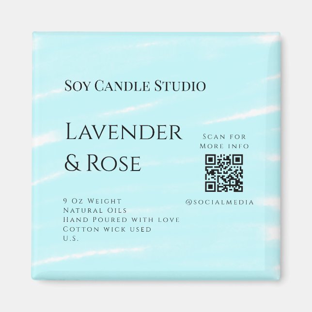 Imán Lavender rosa soja negocios de velas añadir código (Frente)