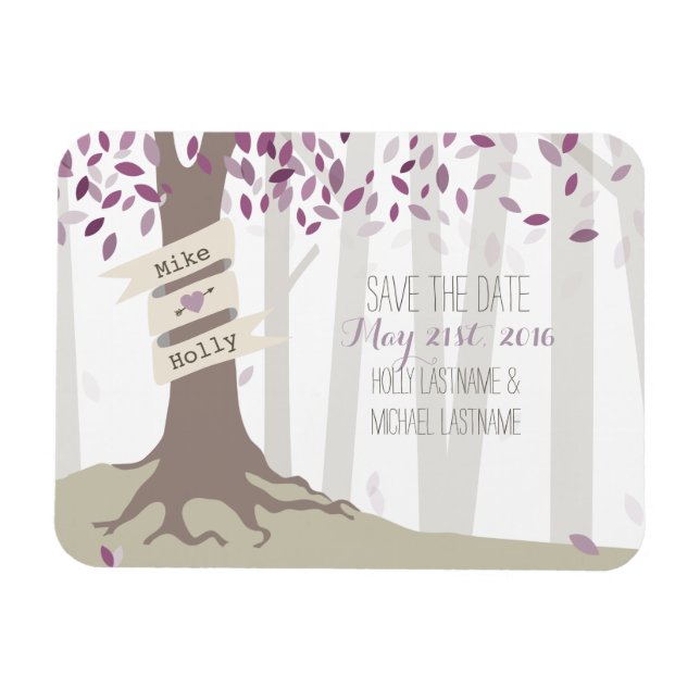 Imán Lavender Woodland Ahorra La Fecha Magnet (Horizontal)