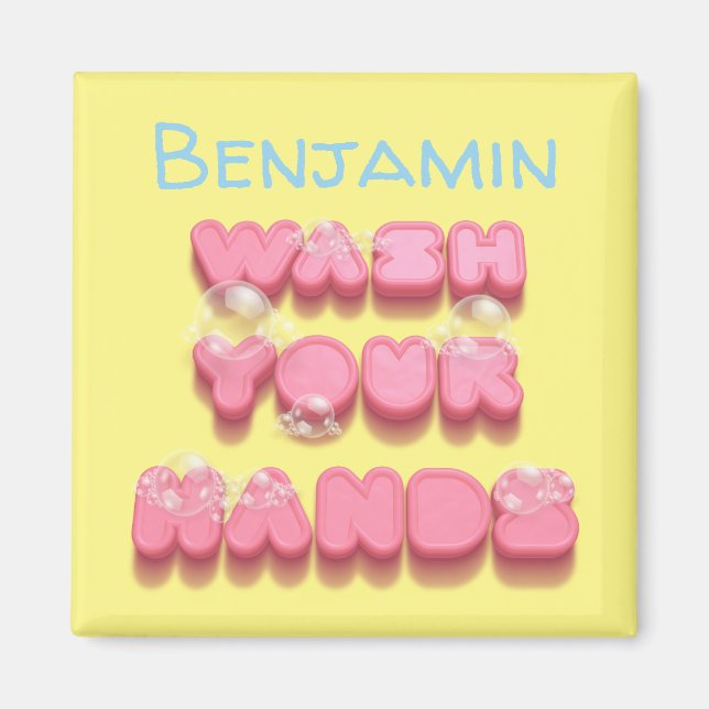 Imán Lávese el recordatorio de higiene de las manos (Frente)