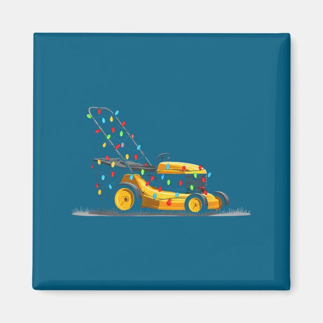 Imán Lawn Mower Christmas Graphics Lights Lover Mowing  (Frente)