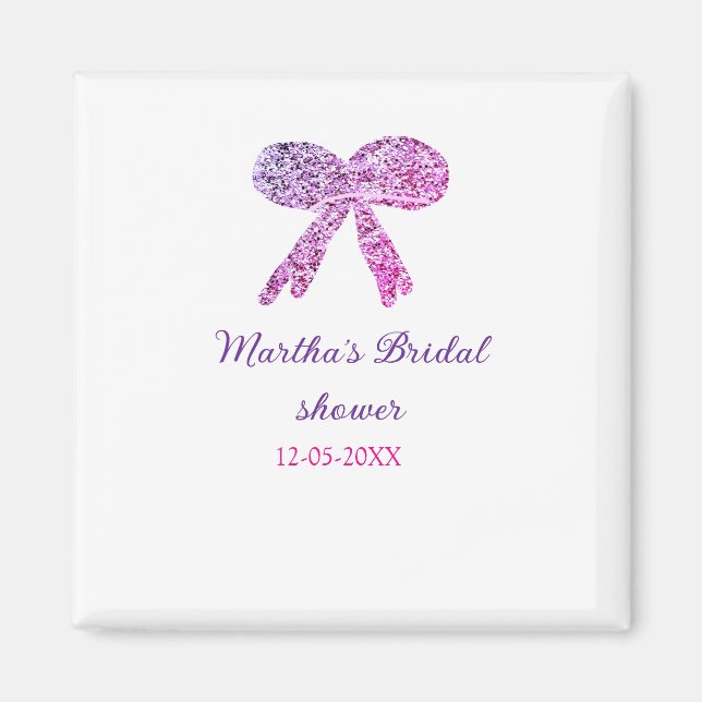 Imán Lazo purpura rosa brillo glitter despedida de solt (Frente)