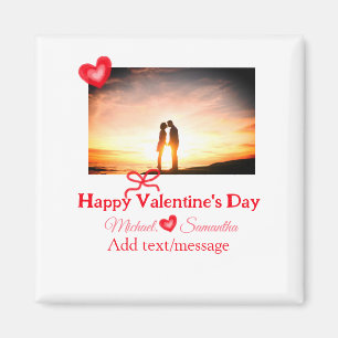 Imán Lazo rojo día de San Valentín añadir foto nombre c