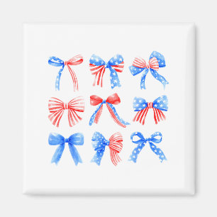 Imán Lazos Coquette Rojo Blanco Azul Bandera De Usa 4 D