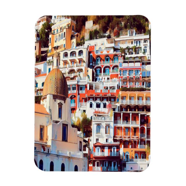 Imán ldp POSITANO - pueblo - iglesia Santa Maria Assunt (Vertical)