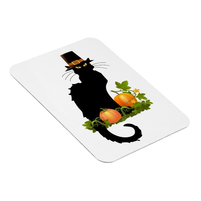 Imán Le Chat Noir Thanksgiving and Pilgrim Turkey (Lado Derecho)