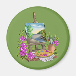 Imán Le chevalet del'artiste peintre.
