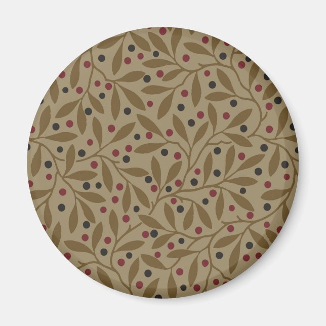 Imán Leaf Berry Classic Colored Bonito Pattern Art (Frente)
